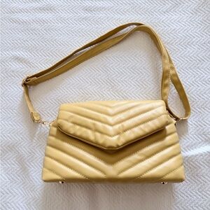Elegant Yellow Quilted Shoulder Bag